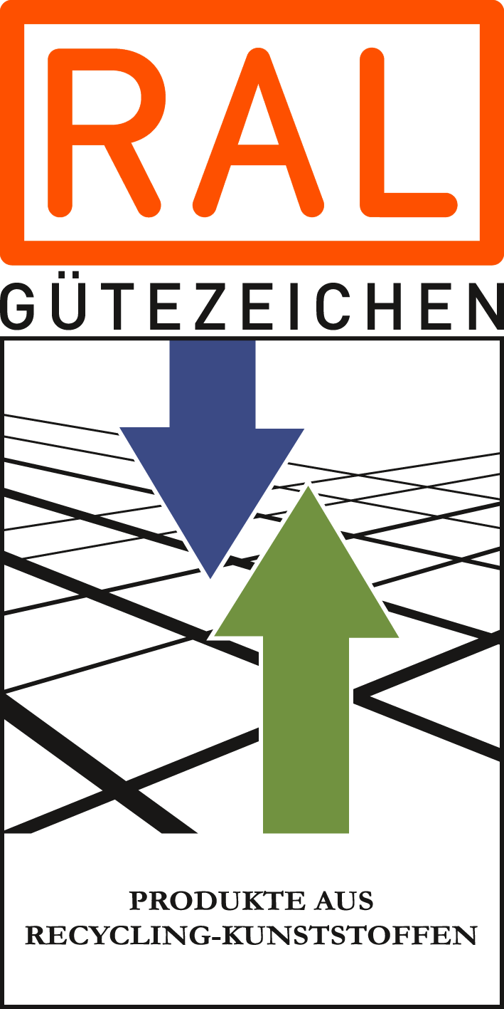 Logo Gütezeichen Produkte aus Recycling-Kunststoffen