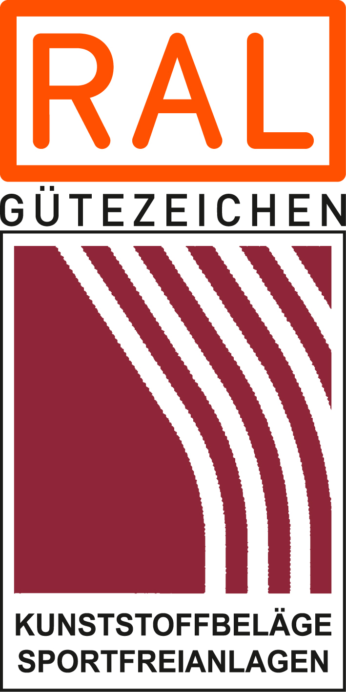 Logo Gütezeichen Kunststoffbeläge in Sportfreianlagen