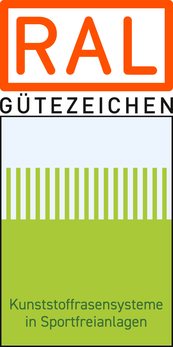 Logo Gütezeichen Kunststoffrasensysteme in Sportfreianlagen