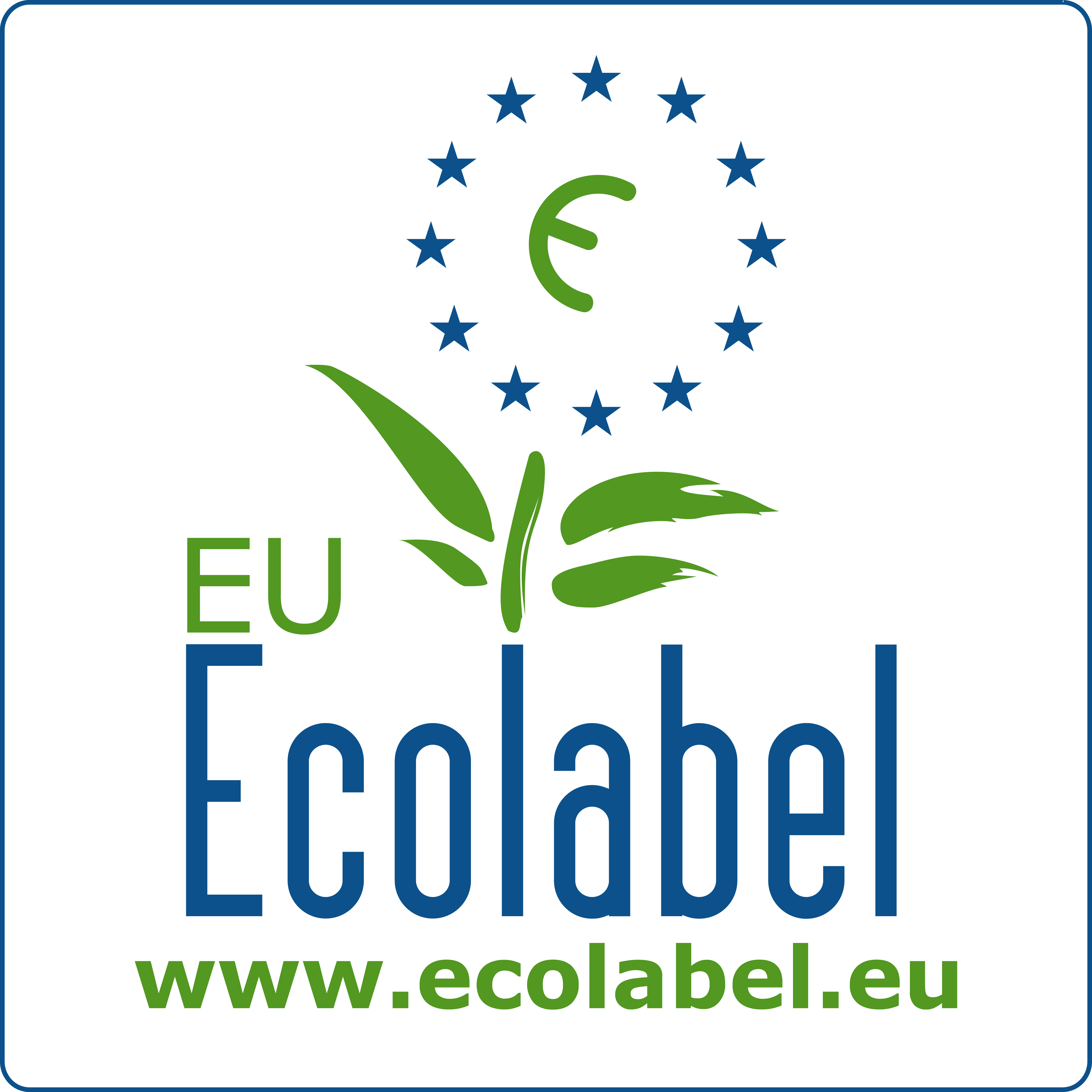 EU Ecolabel Logo. Bildmarke einer Blume aus EU-Sternen